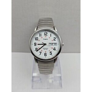 Timex Easy Reader T2N091 Day Date Indiglo Quartz Watch Stretch Band New Battery